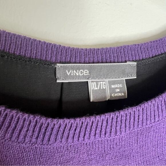 Purple and Black Crew Neck Sweater with Relaxed Fit - Picture 6 of 7